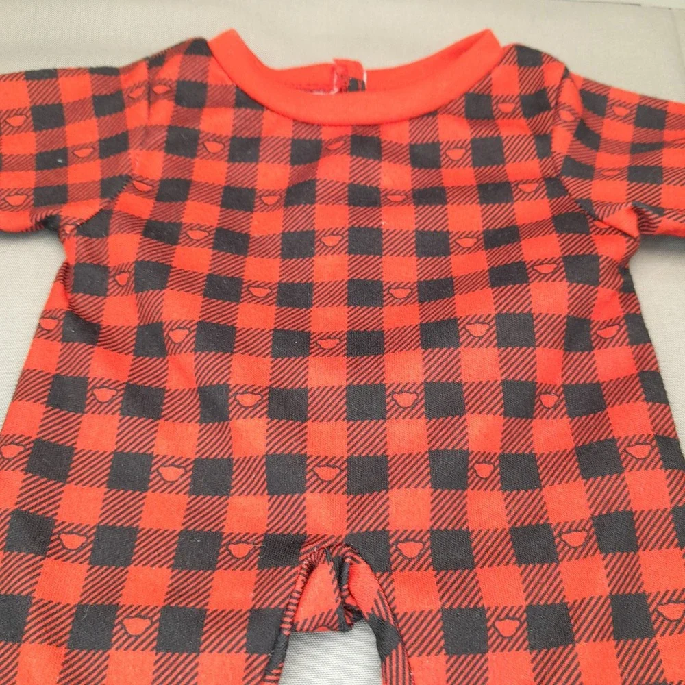 Build-A-Bear Workshop Red Black Buffalo Plaid Heart Sleeper Pajamas Outfit
